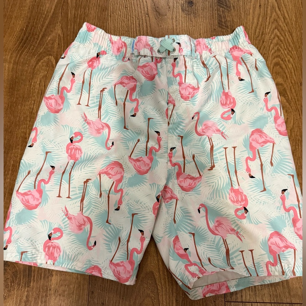 Ruggedbutts boy size 10 Flamingo Print Swim trunks - Pink and Blue - Picture 1 of 4